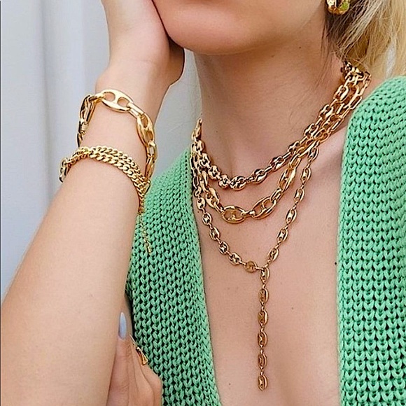 Y Lariat Gold Plated Pearl Accent Pig Nose Coffee Bean Necklace - Picture 5 of 6